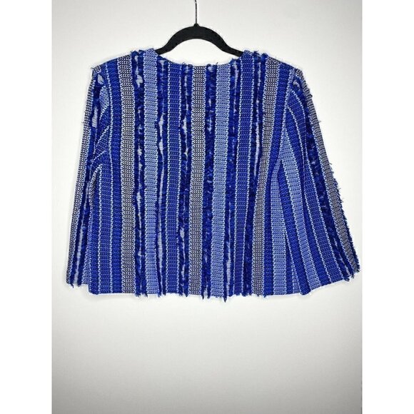 NEW St John Jacket Size 8 Women's Damik Fil Coupé Overcoat In Jaya Blue Multi - Picture 2 of 6